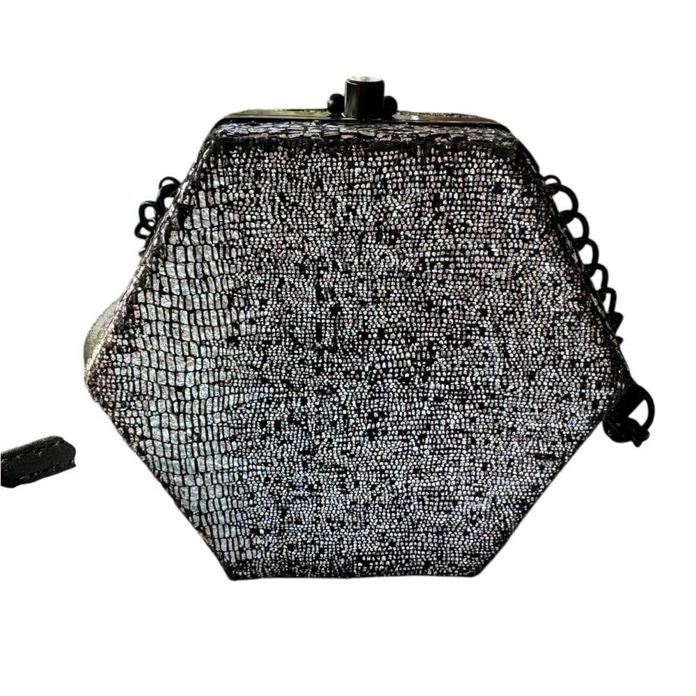 Silver and Black Hexagonal Women's Bag - Picture 2 of 4